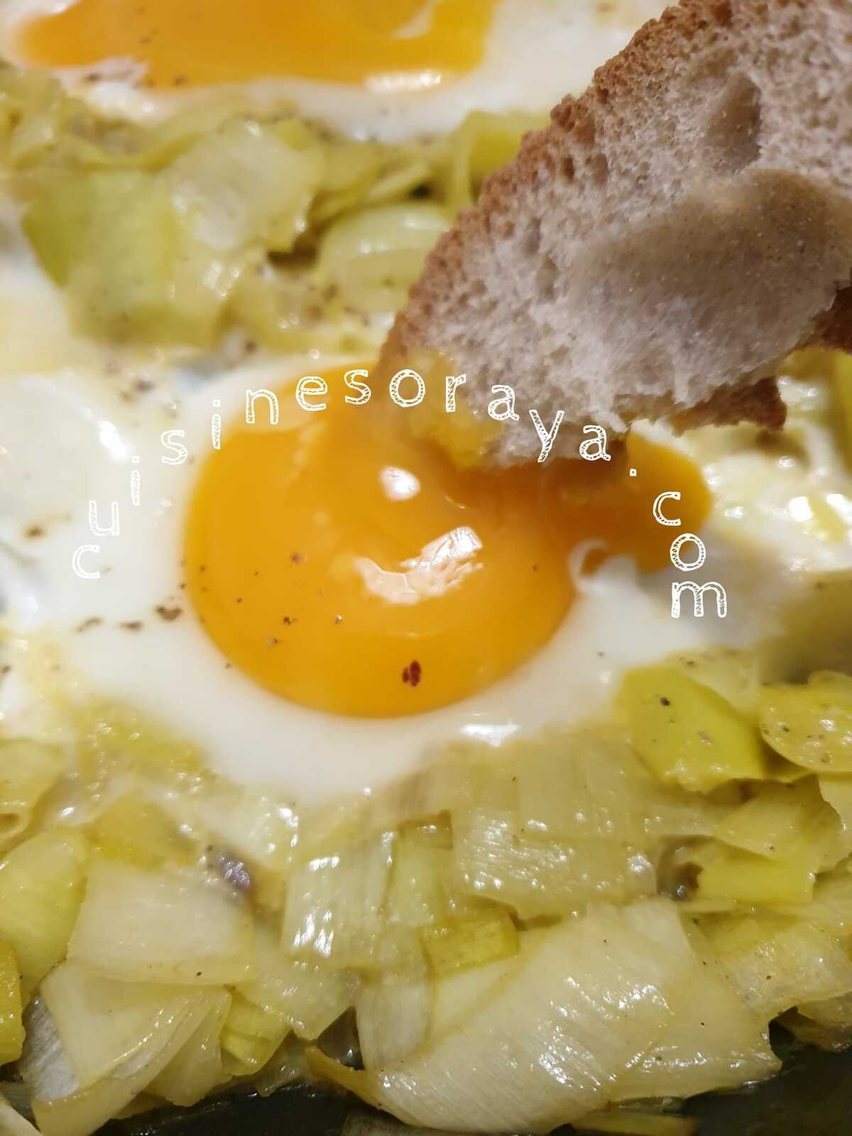 Poêlée de poireaux et oeuf