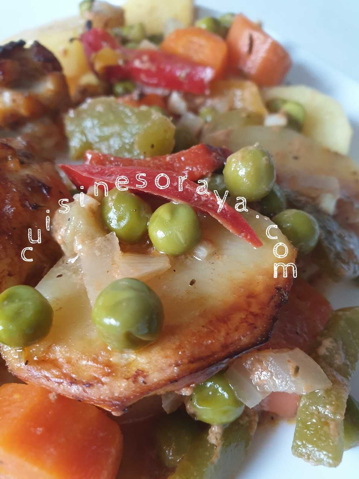Ailes de poulet au yaourt et légumes au four