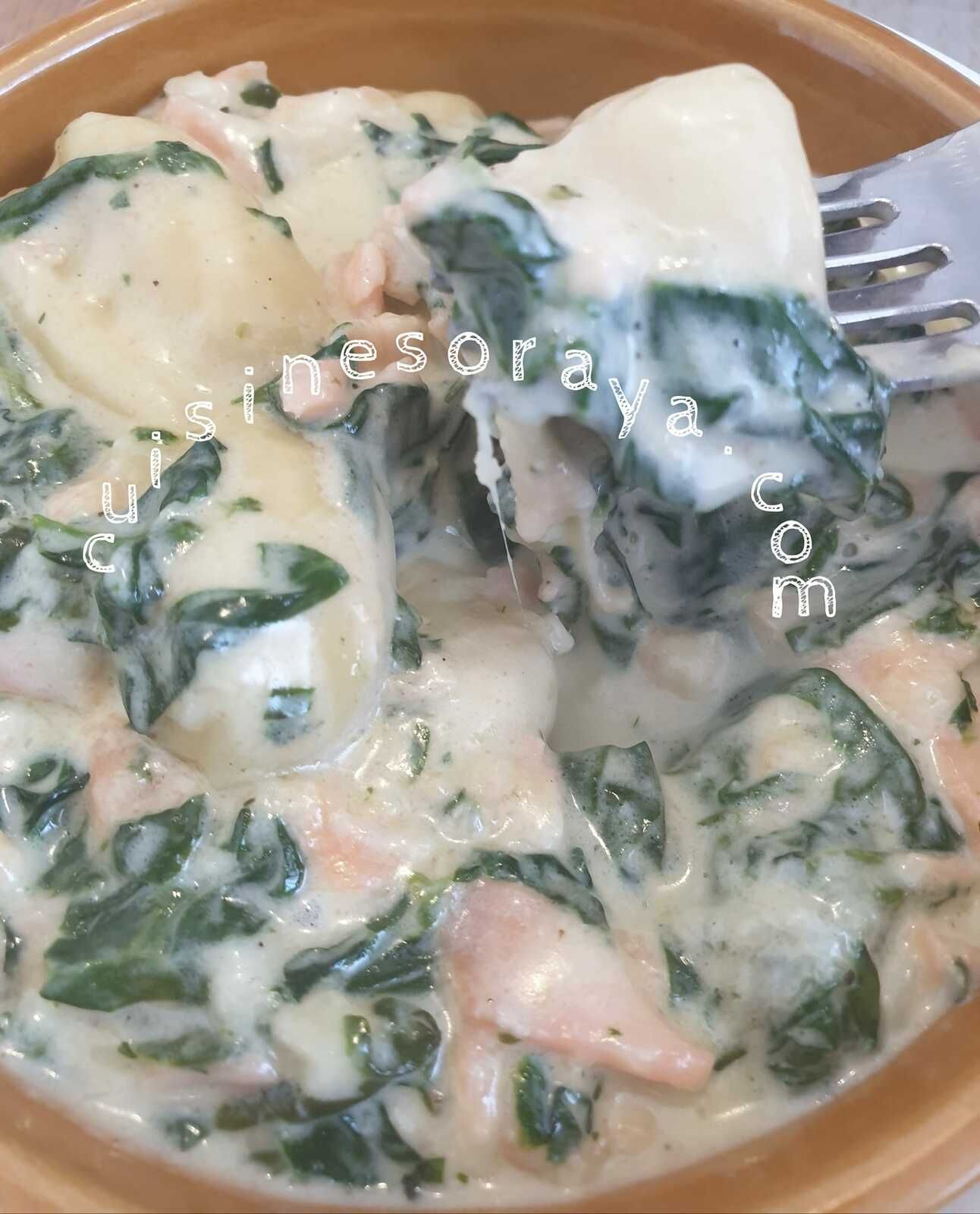 Gnocchis épinards à la crème au saumon