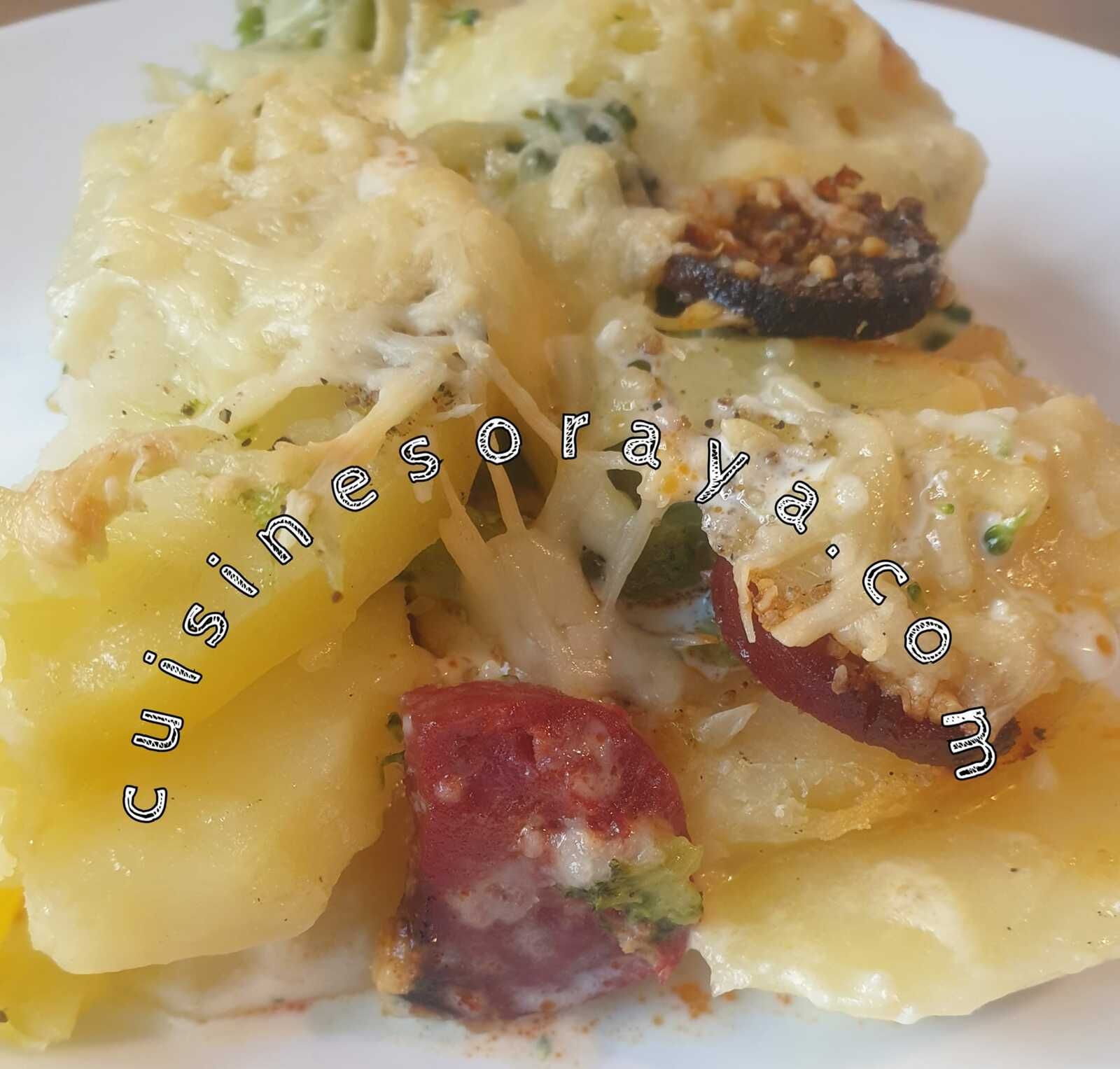 Gratin pomme de terre au chorizo et brocoli
