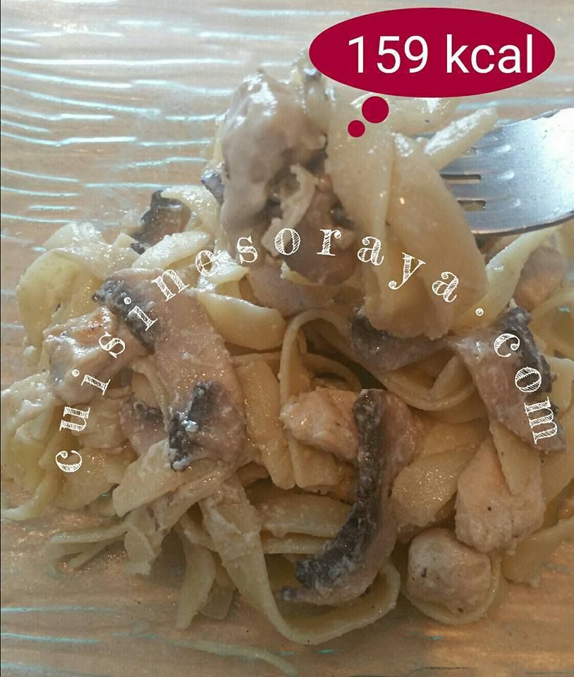 Pâtes à la crème poulet et champignons